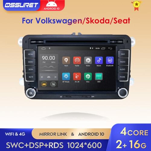 2din Android 10 Quad Core 2GB 16GB Car DVD for Passat CC Polo GOLF 5 6 Touran EOS T5 Sharan Tiguan GPS Radio bt