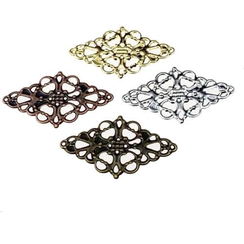 20 pcs/lot 30x50mm Metal Filigree lozenge Slice Charms base Setting Jewelry DIY Components Findings