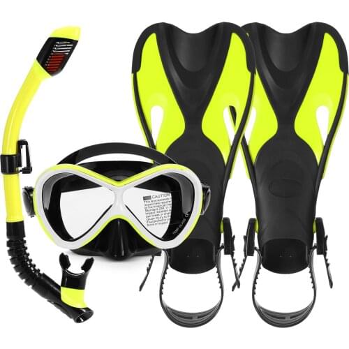 3 PCS Children Snorkeling Kit Kids Diving Equipment Anti-fog Swimming Goggles Dry Snorkel Tube Adjustable Snorkel Fins