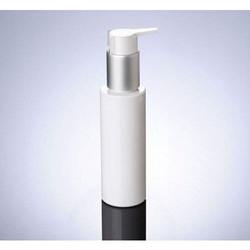 300PCS/LOT 100ml Refillable Lotion Cream Treatment Pump Bottle with Silver Pump - white