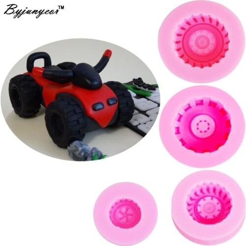 4size Silicone Tires Wheel UV Resin Silicone Mold Fondant Chocolate Candy Lollipop Crystal Epoxy Soft Clay Bake Tool C169