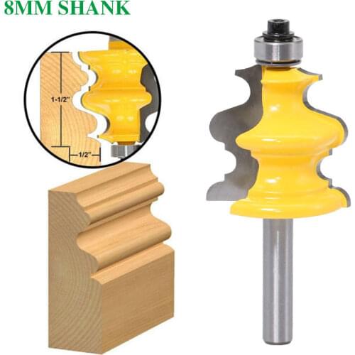 8mm Shank Slender Waistline Handrail Router Bit with Bearing Wood Table Line Edge Milling Cutter