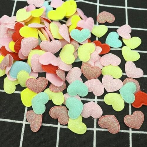 60pcs Glitter Love Heart Padded Patch Appliques DIY Craft Kids Hair Accessories Bake insert Decor Sewing Artesanato Materials