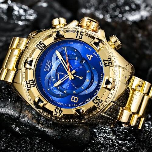 TEMEITE Watch Men Relogio Masculino Top Brand Luxury Big Dial Waterproof Sport Watches Gold Mens Watch Quartz Wrist Watch Clock