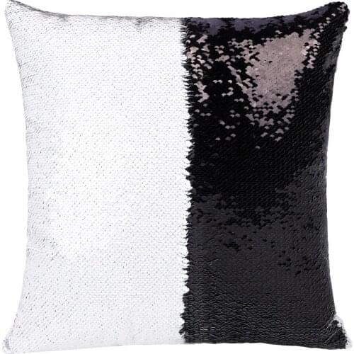 Reversible Sequin Pillow Cover White Gold Cushion Sequin Cover Double Side Sequin Pillow Case for Home Hotel Cushion Cover