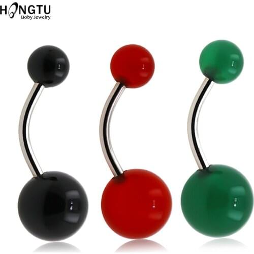 HONGTU 1PC Nature Stone Belly Button Ring Steel Navel Piercing Navel Earring Belly Piercings Sex Body Jewelry Nombril Ombligo