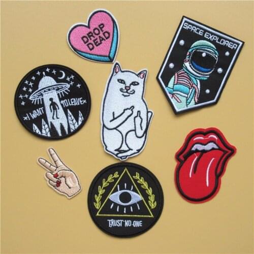 JX-LCLYL 7pcs New Embroidered Sew on Iron On Patches Badge Bag Hat Jeans Fabric Applique