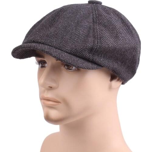Cap Men Vintage Herringbone Gatsby Tweed Peaky Blinders hat Newsboy Plaid Berets Visors Spring Autumn Flat Peaked Beret Hats