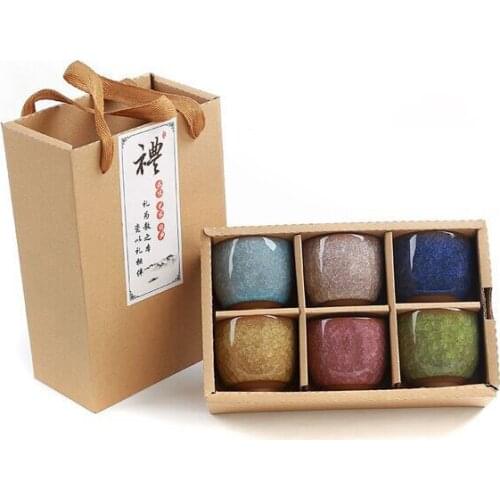 Ceramic kungfu tea set tea cup purple sand cup personal ice crack glaze pattern