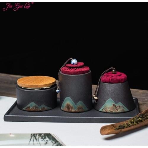 JIA-GUI LUO Ceramic Tea Box Portable Travel Storage Box Dried Fruit Coffee Bean Storage Box Storage Tank Tea storage D120