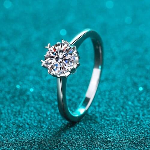 Moissanite Ring 925 Sterling Silver Passed Diamond Test Excellent 1Ct Gem Love Flower Ring Fashion Women Ornament Luxury Jewelry