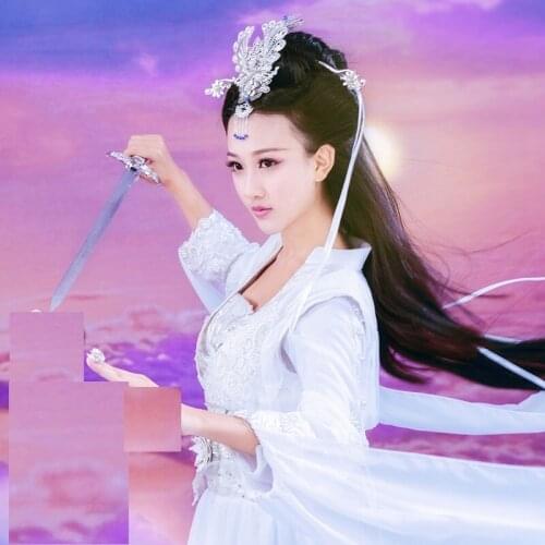ZeTianJi Same Design White Fairy Swordlady Costume Hanfu Drama Costume for TV Play Fighter of the Destiny Female Costume Hanfu