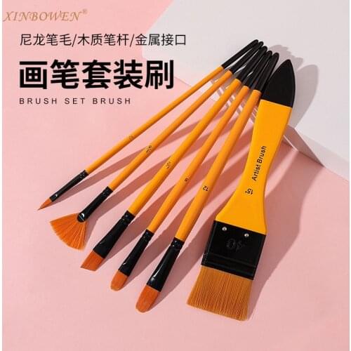 New 6-Piece mixing head, preferably nylon wool board brush, art brush set brush, gouache, propylene