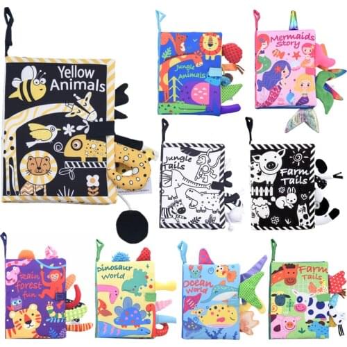Baby Books 1 Years Old Early Development Learning Educational Toys Black White Visual Soft Cloth Book Montessori Toy for Infants