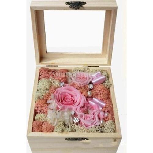 Natural Plain Wooden Box Unpainted Hinged Wood Storage Case Glass Lid 6