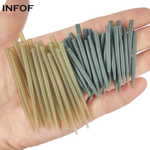 INFOF 100-pieces Crimp Protector 54mm/38mm Anti Tangle Rubber Sleeves Terminal Tackle Carp Fishing Accessories Sleeve Tube