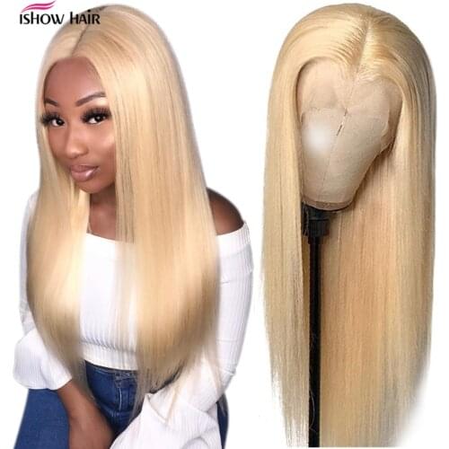 Ishow HD Transparent 613 Lace Frontal Wig Blonde Lace Wigs 8-30 Straight 13x4 613 Human Hair Wig Honey Blonde Lace Front Wig