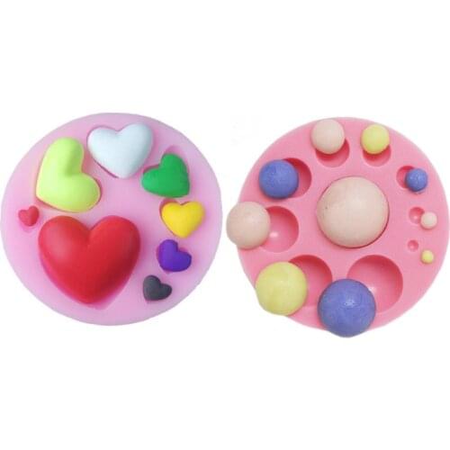 Diamond Love Heart Silicone Cake Mold 3D Pearl Beads Fondant Cake Mousse Chocolate Baking Molds Cake Decorating Tools