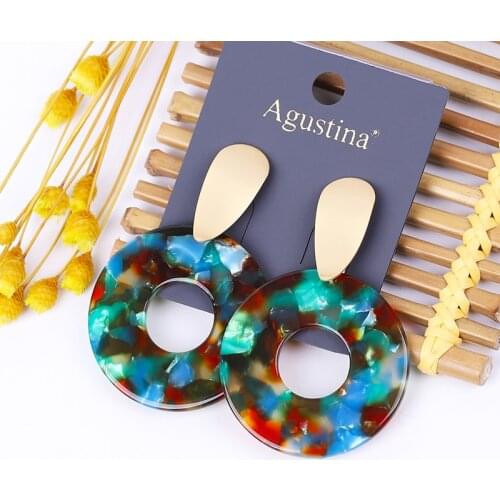 BLUE BEANS acrylic green earrings fashion jewelry drop earrings women cute circle earrings dangle boho earring kpop wholesale cc