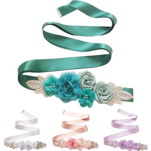Wedding Belt Eye-catching Wear Resistant Fabric Rose Flower Wedding Dress Sash for Women