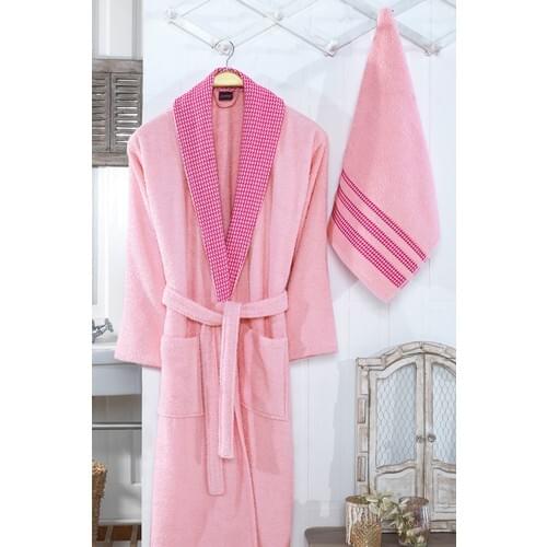 Nakkısh Embroidered 100 Cotton 2 Piece Women 'S Robe Set-Powder