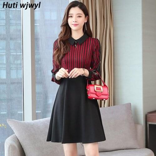 2021 Spring Autumn Vintage Striped Mini Dress 3XL Plus Size Long Sleeve Stitching High Street Dress Women casual Party Vestidos