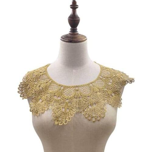 1Piece Embroidered Lace Neckline Neck Gold White Black Collar Trim Clothes Sewing Applique