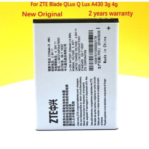 100% Original Battery For ZTE Blade QLux Q Lux A430 Q Lux 3g 4g Li3822T43P3h675053 2200mah In Stock High quality battery
