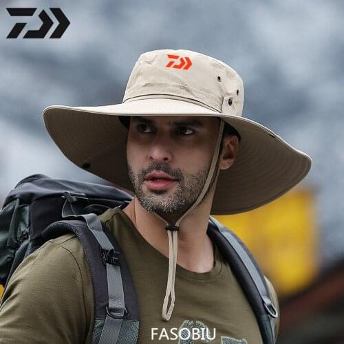 2021 Daiwa Mens Camouflage Fishing Hat Summer Adjustable Sun Protection Sun Hat Big Brim Sun Hat Tourist Fishing Hat