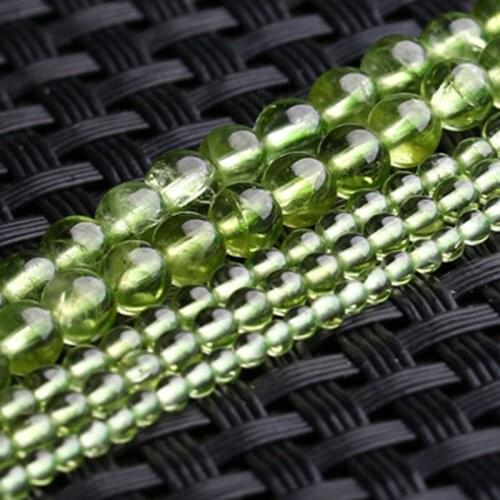 5-7mm Natural Green Peridot Stone Beads Round Loose DIY Beads For Jewelry Making Beads Accessories 15'' Women Men Gift