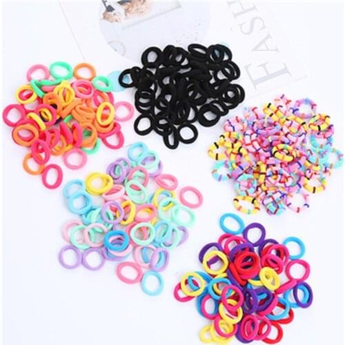 50 Pieces Wholesale Cute Girl Rainbow Color Hair Rope Elastic Hair Band Mini Hair Accessories Little Princess Rubber Band
