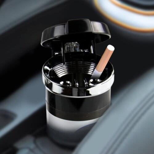 Car Ashtray Portable LED Light Car Cigarette Smoke Cylinder Car Smokeless Smoke Cup Holder Trash Bin Vehicle Accessories