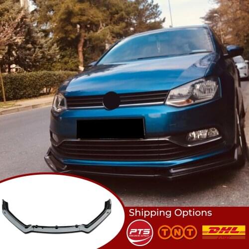For Volkswagen VW Polo 2009-2017 Car Front Bumper Lip 3 pcs Black Splitter Diffuser Lip Body Kit Spoiler Bumpers