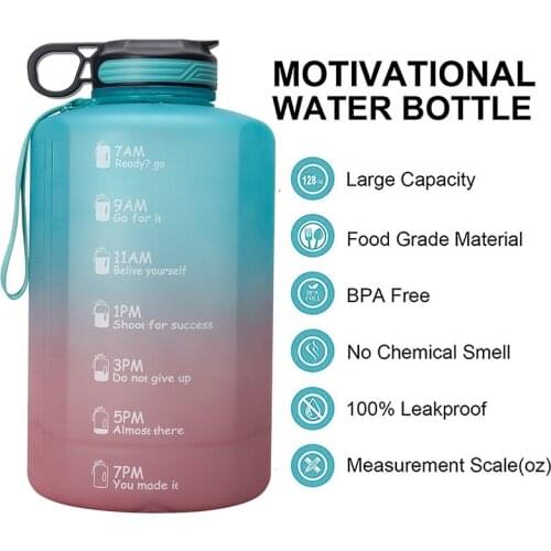 73oz/128oz Gallon Water Bottle With Straw Motivational & Time Marker Gym Sports Outdoor Drinking Jug BPA Free High Capacity Cups