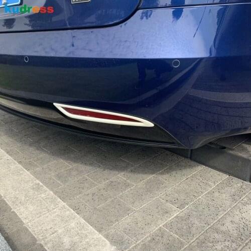For Tesla Model S 2017 2018 2019 ABS Chrome Car Rear Tail Fog Light Protector Fog Lamp Frame Cover Trim Auto Accessories