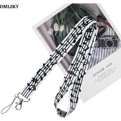 DMLSKY Clasp Music Symbols Lanyard Keychain Lanyards for keys Badge ID Mobile Phone Rope Neck Straps Musician Gifts M4421