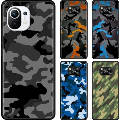 Phone Case For Mi 11X Pro 11 Ultra 11i 10T 10 10S 9 9T 9SE 8 Lite Cover Soft Shell Balck Fundas Camouflage Colorful