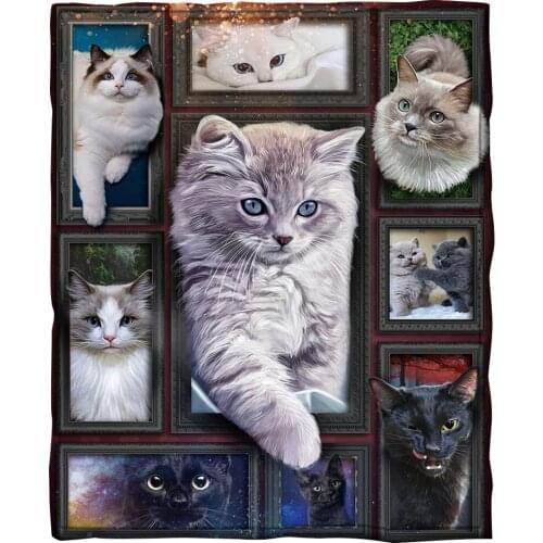 Cat 3d printed fleece blanket for Beds Hiking Picnic Thick Quilt Fashionable Bedspread Sherpa Throw Blanket Drop shipping 03