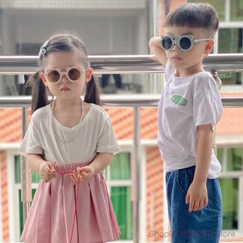 Hot sale fashion round childrens sunglasses girl boy glasses baby outdoor goggles UV protection sunglasses children glasses2021