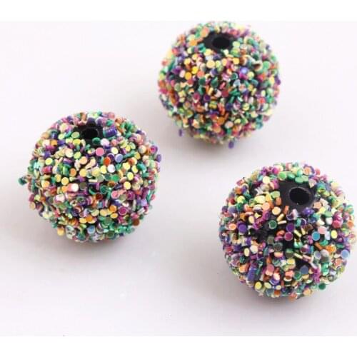 Kwoi vita Colorful 12mm 20mm Choose Color Rainbow Sequin Rhinestone Ball Beads for Acrylic Necklace Jewelry Making