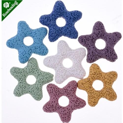 Lava Stone,Lava Beads,Ethnic Earrings Accessories,35mm hollow pentagon colour mixture Lava bead studs,sold 5pcs/lot