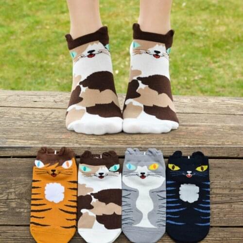 Animal Cute Harajuku Women Novelty 2020 Spring Summer Korean Casual Lovely Cat Funny Ankle Sock Happy Socks