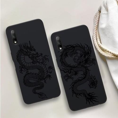 Fashion Dragon Black Soft Phone Case For Huawei P40 P30 P20 Mate 10 20 30 40 Pro lite Plus P smart 2019 2020 TPU Cover