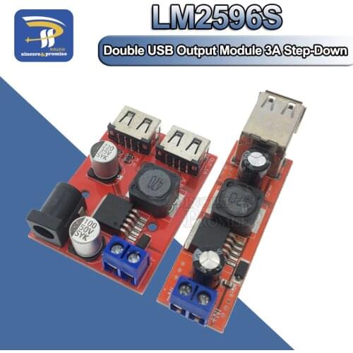 LM2596 LM2596S Dual USB Output 9V / 12V / 24V / 36V Car Charger Switch 5V DC-DC Power Supply Module 3A Buck Regulator Converter
