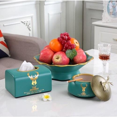 Ceramic Product Set Tissue Box Fruit Bowl Ashtray living Room Office Tea Table Creative Decoration Wedding Gift
