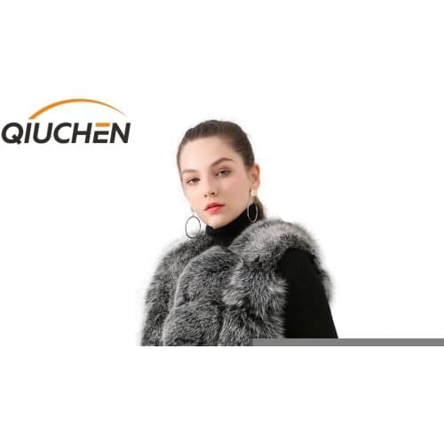 QIUCHEN PJ19035 2020 New arrival real fox fur women winter vest fashion vest Free shipping hot sale thick furs