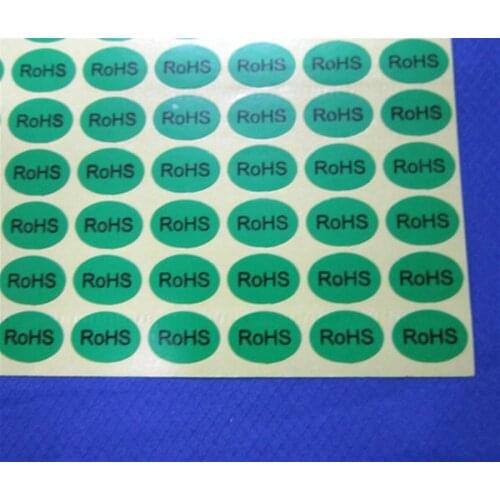 ROHS Sticker Oval 9*13mm 2700pcs Green Color Black Font Coated Paper We Also Accept Custom Sticker