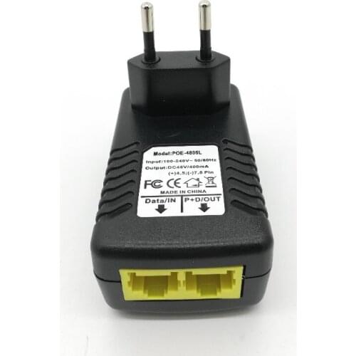 Passive PoE4805 48V 0.5A European Standard Plug-in PoE Injector Power Over Ethernet