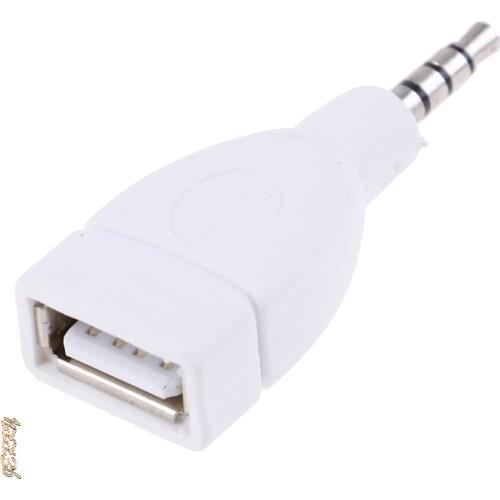 1 Pcs Converter Adapter USB 2.0 Female To 3.5mm Male AUX Audio Car Plug Jack White USB Audio Adapter