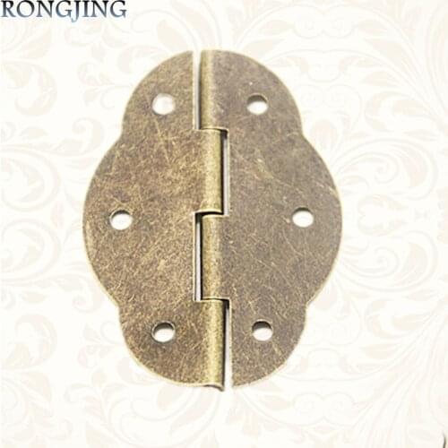 20pcs Jewelry Box Hinge Antique Hinge Packaging Accessories Oval Hinge Surface Mounted Olive Hinge 6 Hole Iron Hinges 46x35MM